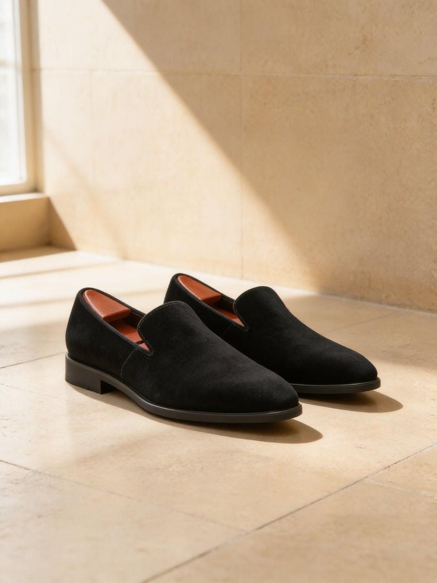 The Night Porter Slipper — Black — flat lay