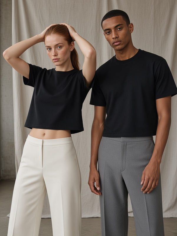 Marcel Afters Boxy Drop Shoulder Crop T-Shirt, Dark Tones