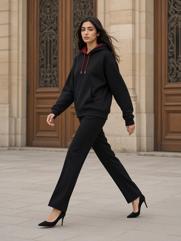 Marcel Afters Contrast Drawstring Hoodie — Dark