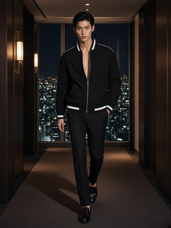 Marcel Afters Contrast Piping Zip Bomber Jacket