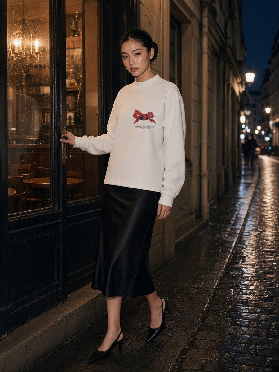 Dressed For Dinner Essential Non-Shrink Mock Neck Sweatshirt