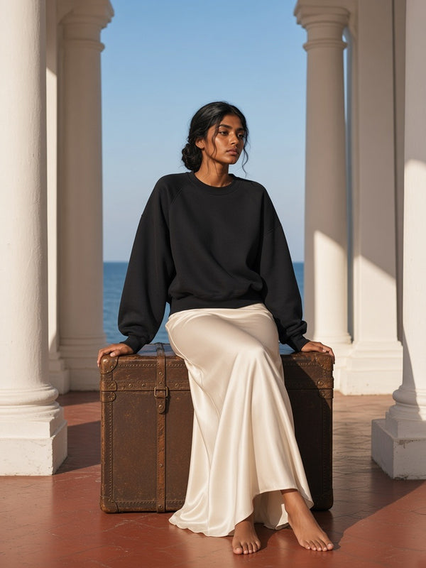 Marcel Afters Essential Heavyweight Dolman Sleeve Boxy Sweatshirt — Dark