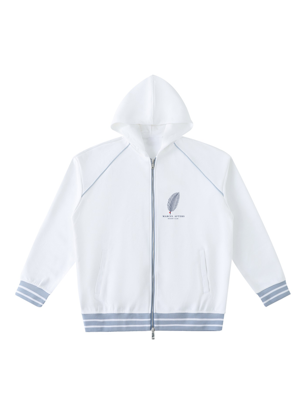 Resort Club Striped Trim Zip-Up Hoodie