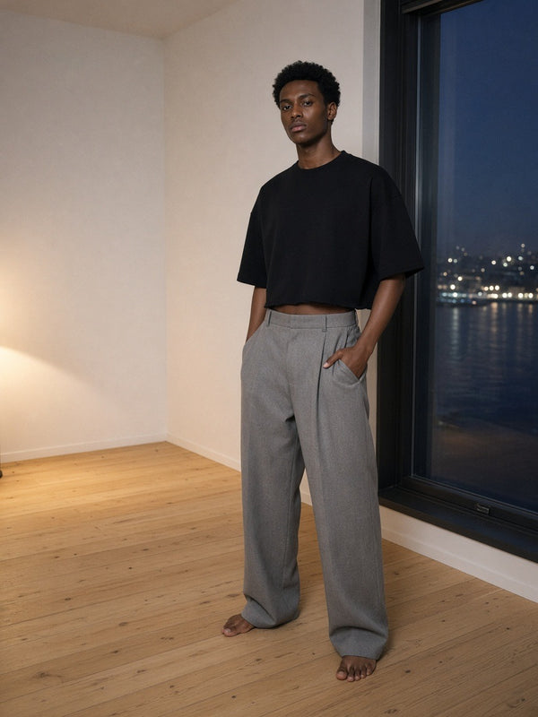 Marcel Afters Heavyweight Boxy Raw Edge T-Shirt, Dark Tones