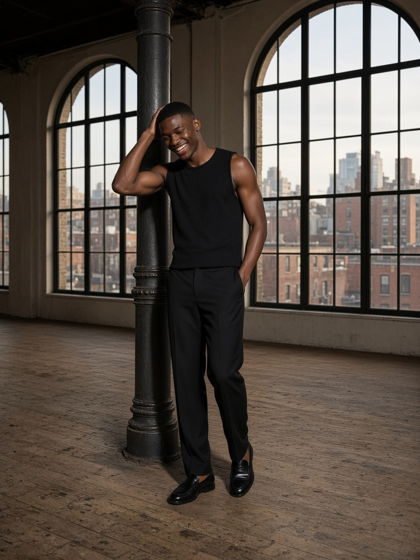 Marcel Afters Men's French Terry Boxy Tank Top — Dark