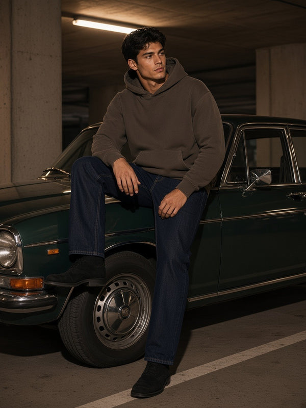 Marcel Afters Mineral Wash Boxy Hoodie — Dark