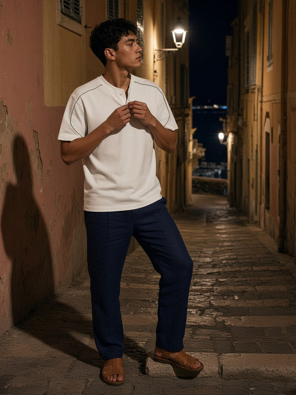 Marcel Afters Oversized Piping Henley T-Shirt