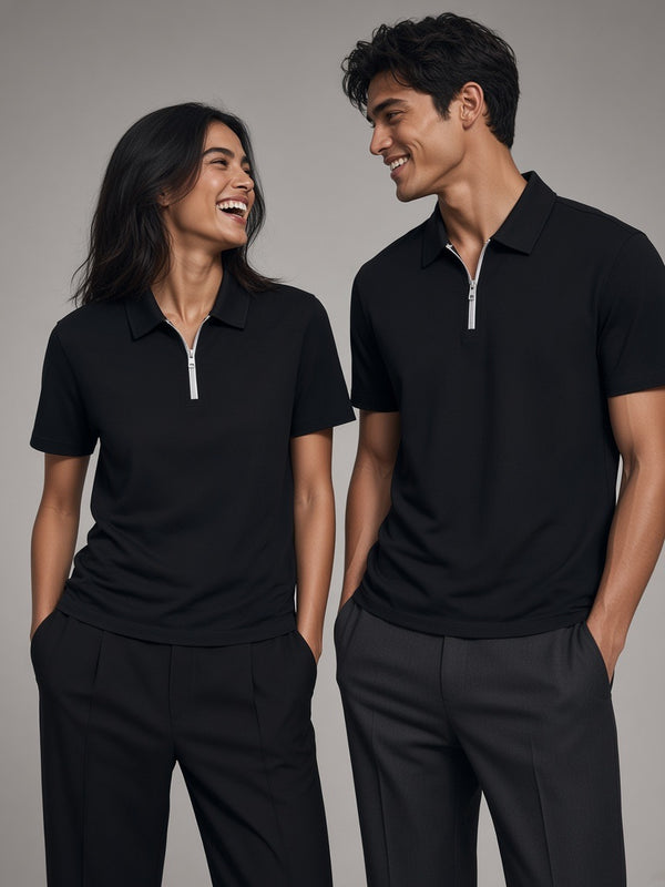 Marcel Afters Quarter-Zip Polo Shirt — Dark