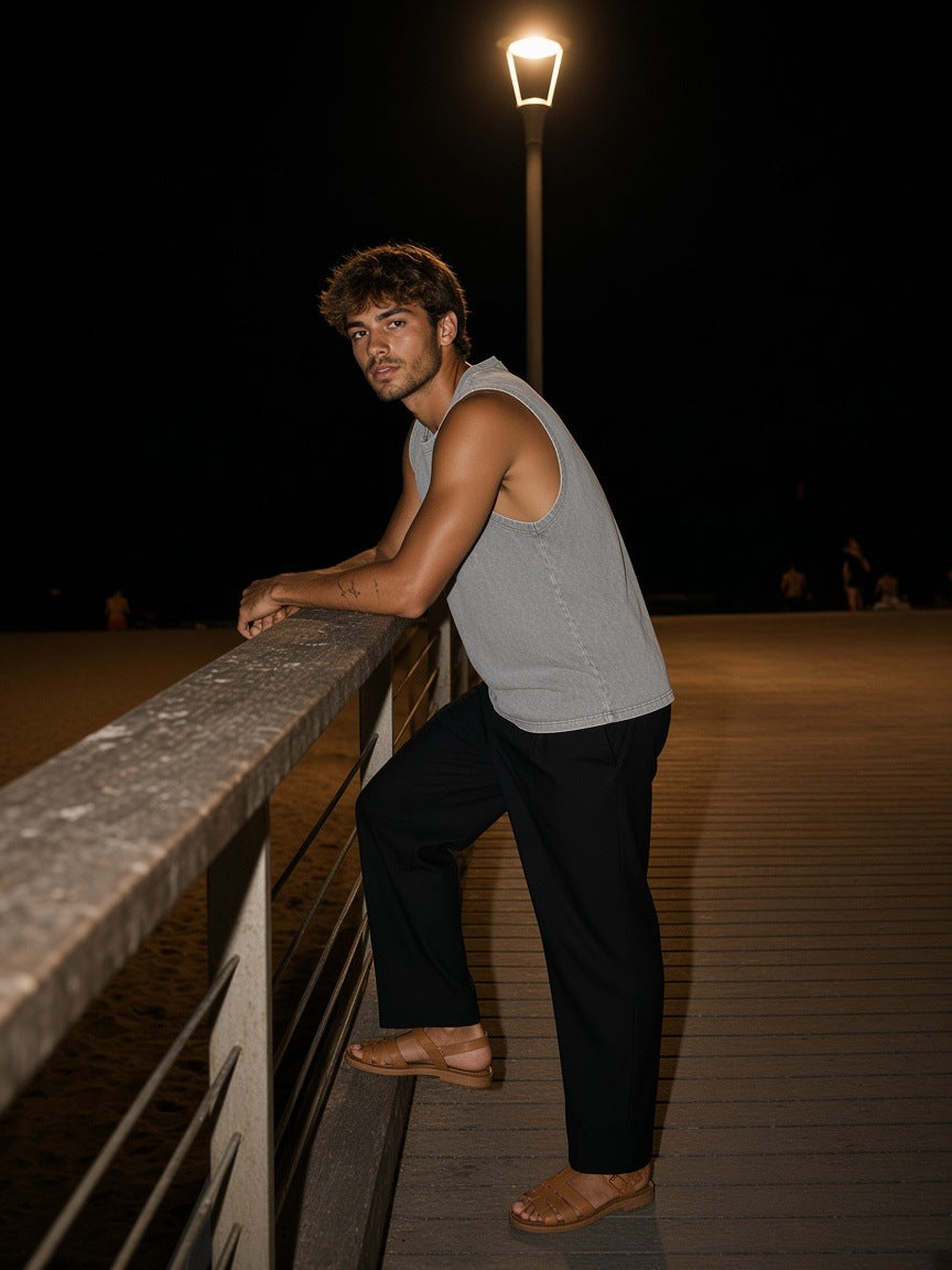 Marcel Afters Snow Washed Frayed Hem Tank Top