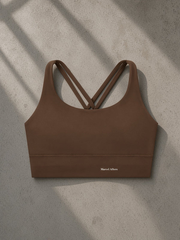 Marcel Afters Strappy Criss-Cross Sports Bra — Dark