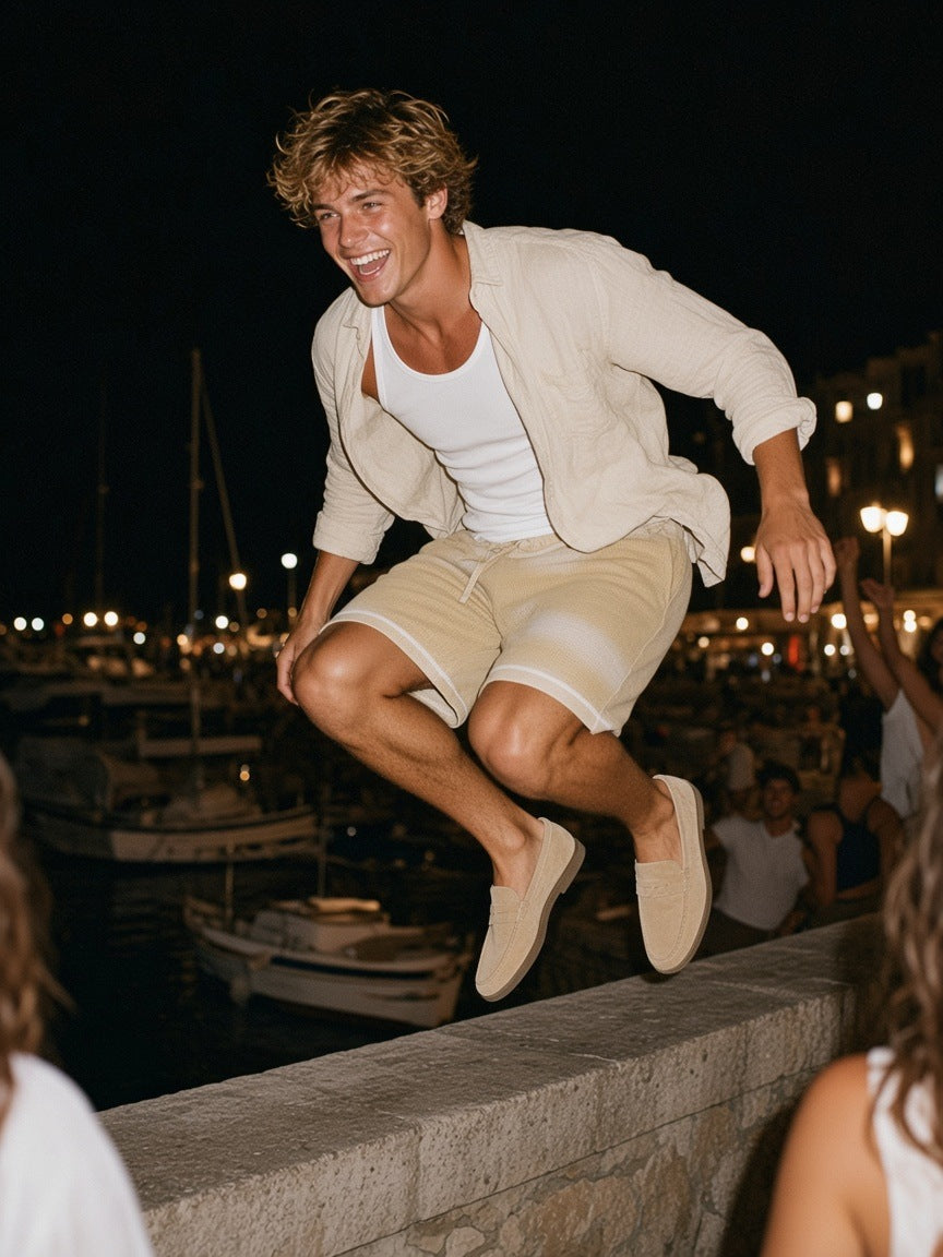 Marcel Afters Sunfade Waffle Raw Hem Shorts