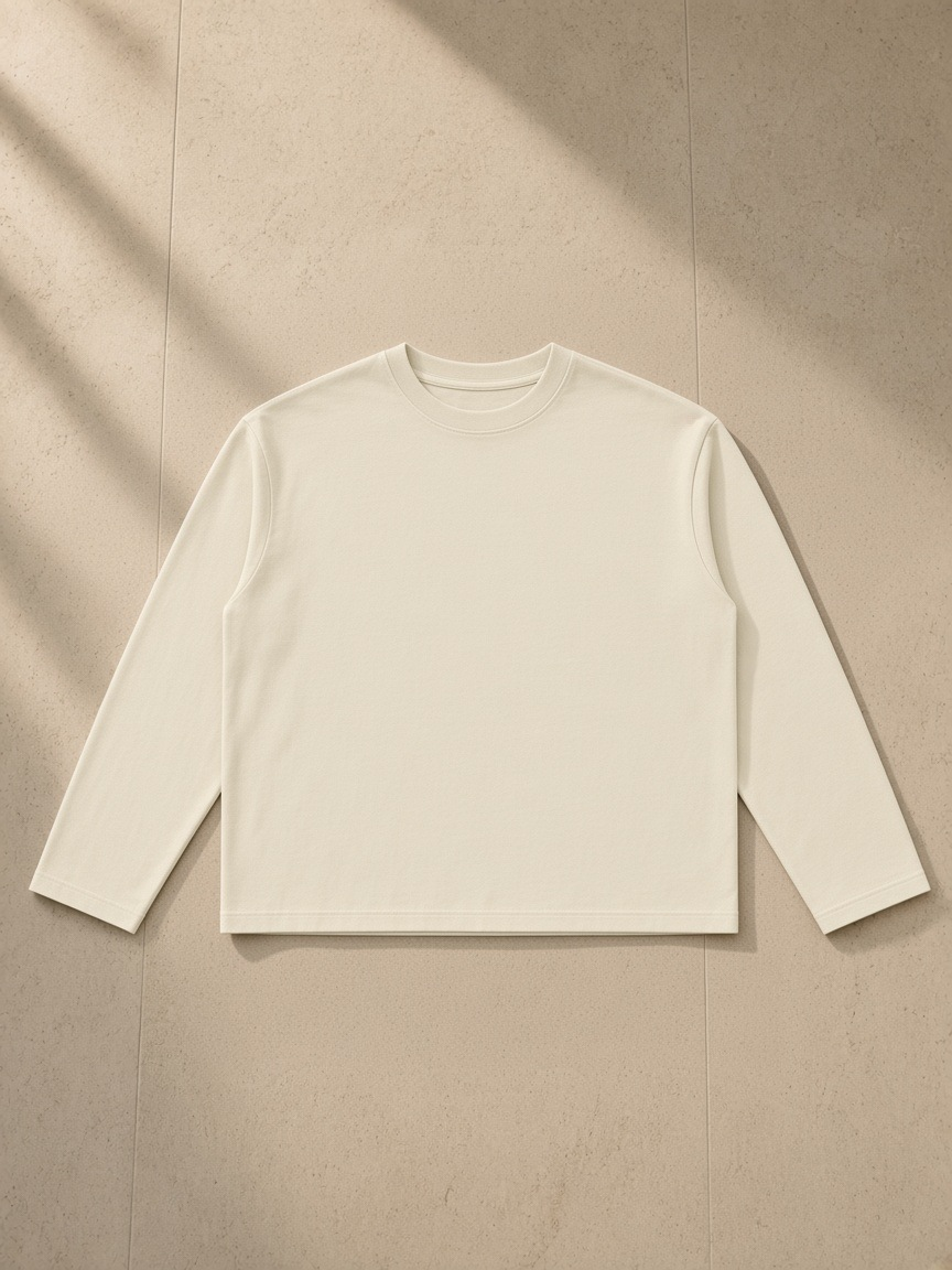 Vintage Wash Long Sleeve Boxy T-Shirt in Apricot, front view