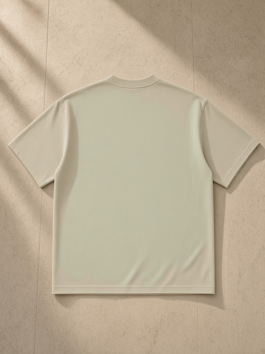 Back of the Sand Color Men's Heavyweight Earth Tone T-Shirt, laid flat