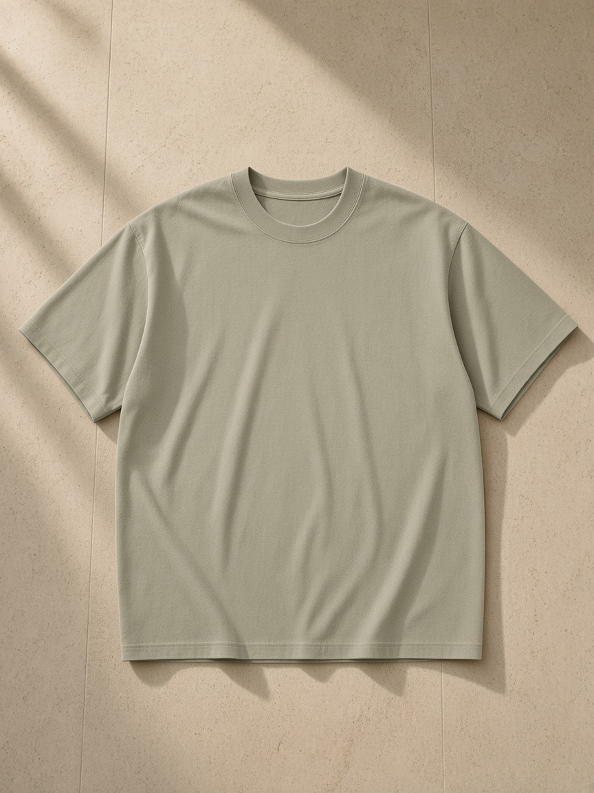 Heavyweight Loose Fit T-Shirt in Greyish Green, front view