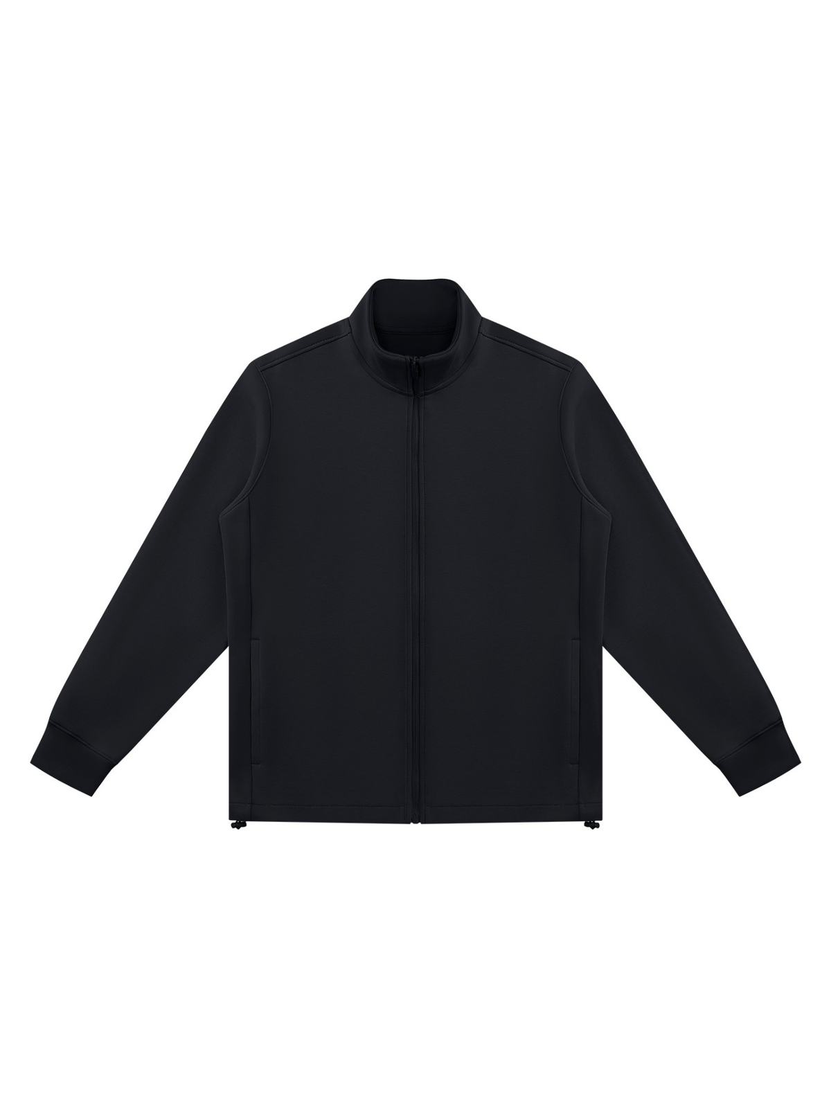 Stand collar jacket in Black, front view