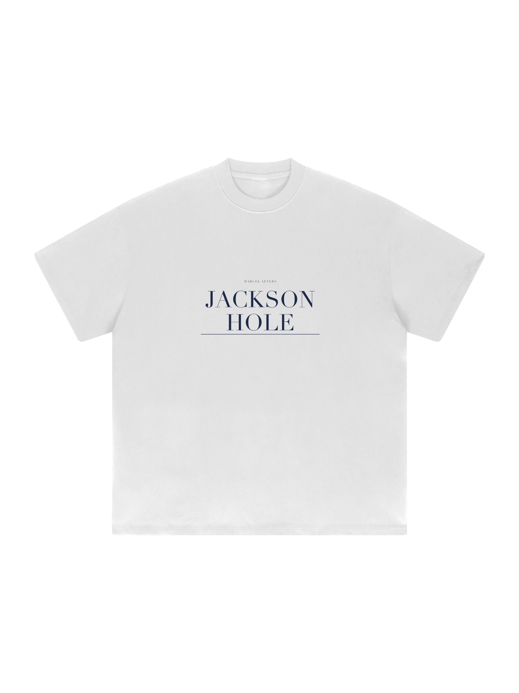 Jackson Hole Heavyweight Drop Shoulder T-Shirt by Marcel Afters in White, front view with the printed artwork, on white