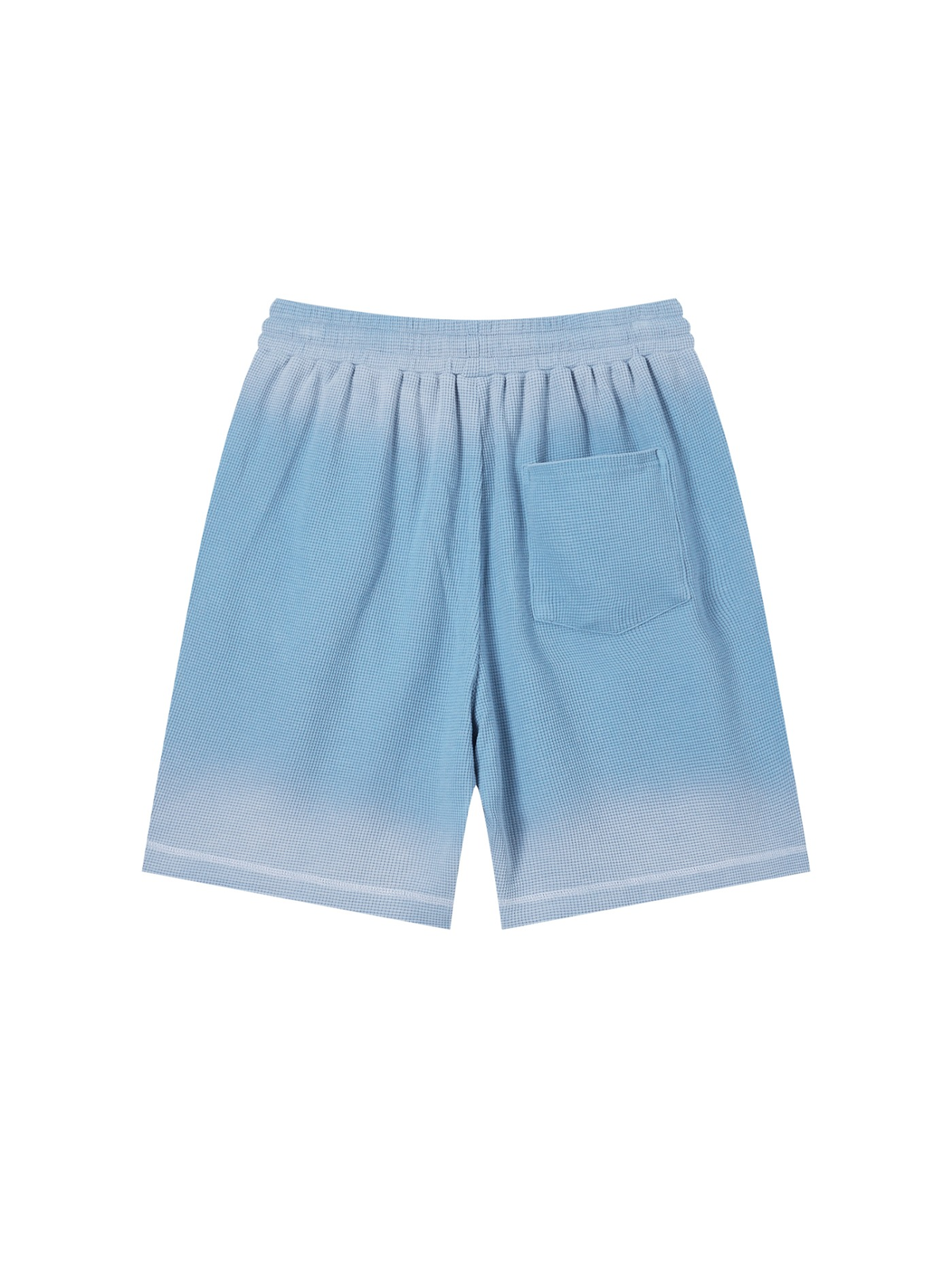 Sunfade waffle raw hem shorts in Sky Blue, back view