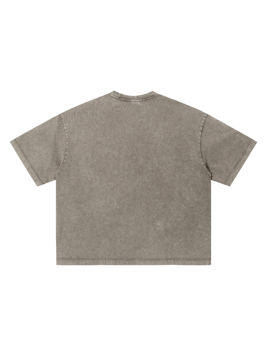 Unisex vintage wash boxy t-shirt in Light Coffee, back view on white. Marcel Afters