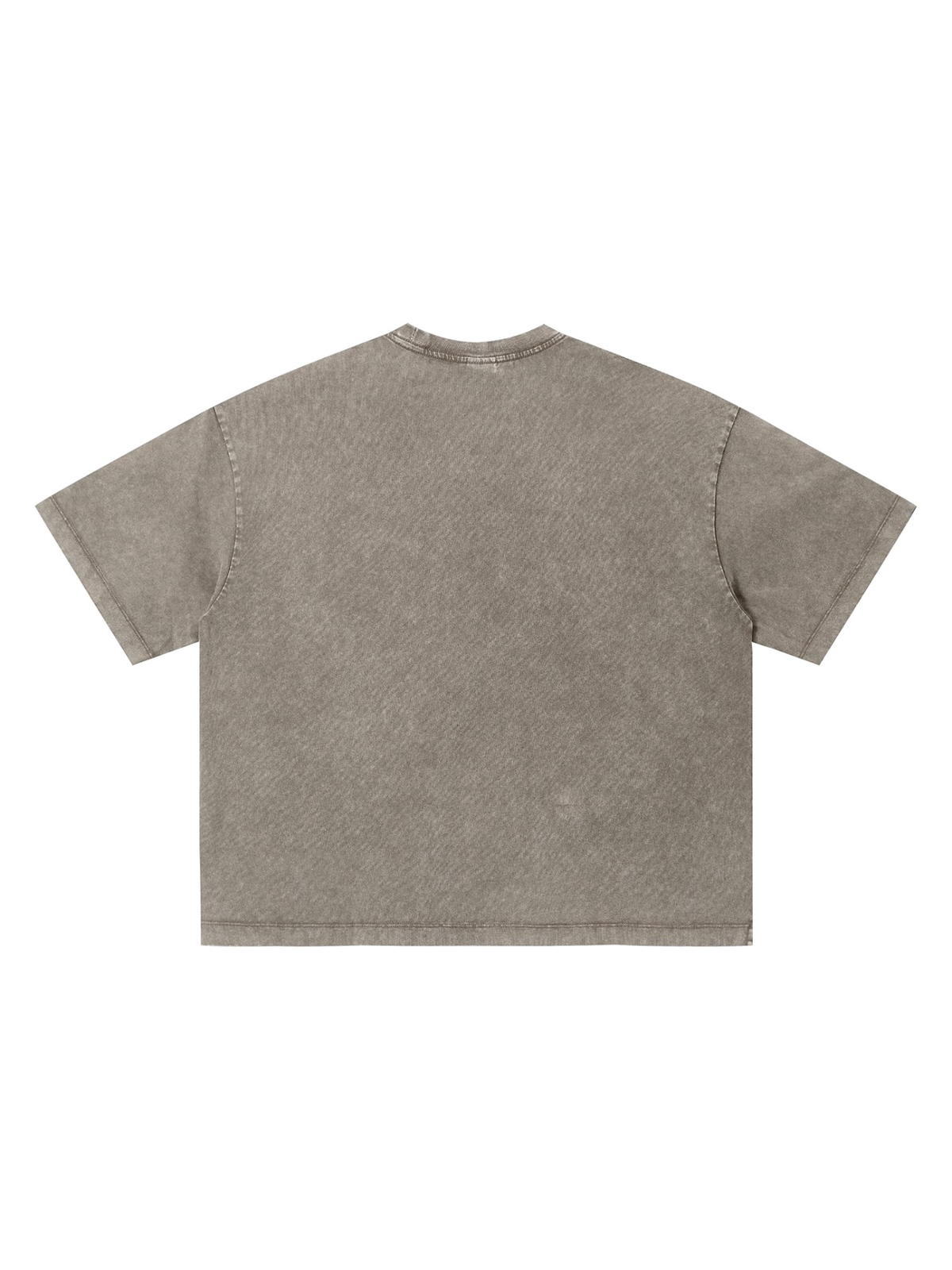 Vintage Wash Boxy T-Shirt in Light Coffee, laid flat on pale limestone, back.