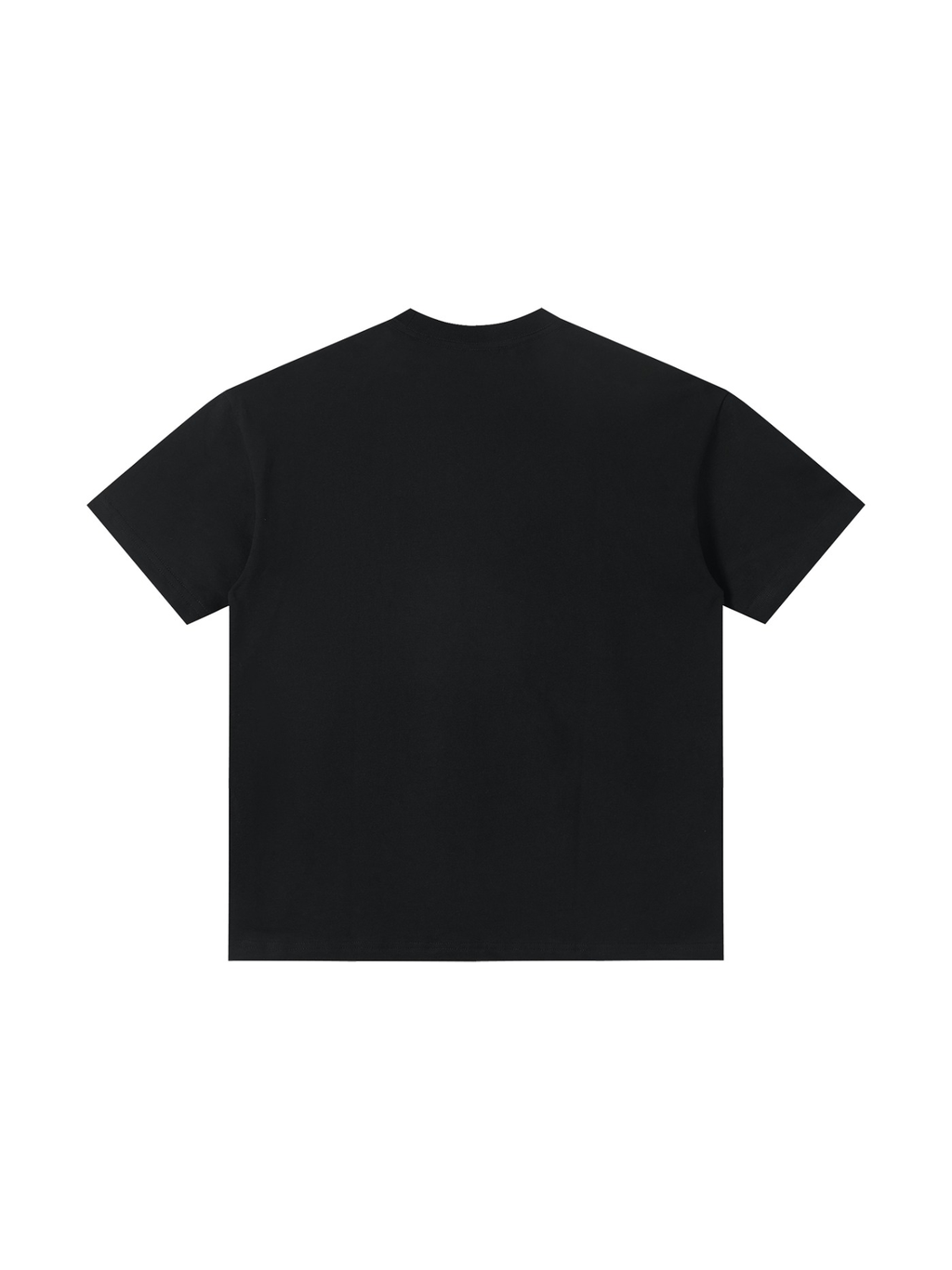 Unisex tonal paneled performance t-shirt in Black, back view on white. Marcel Afters