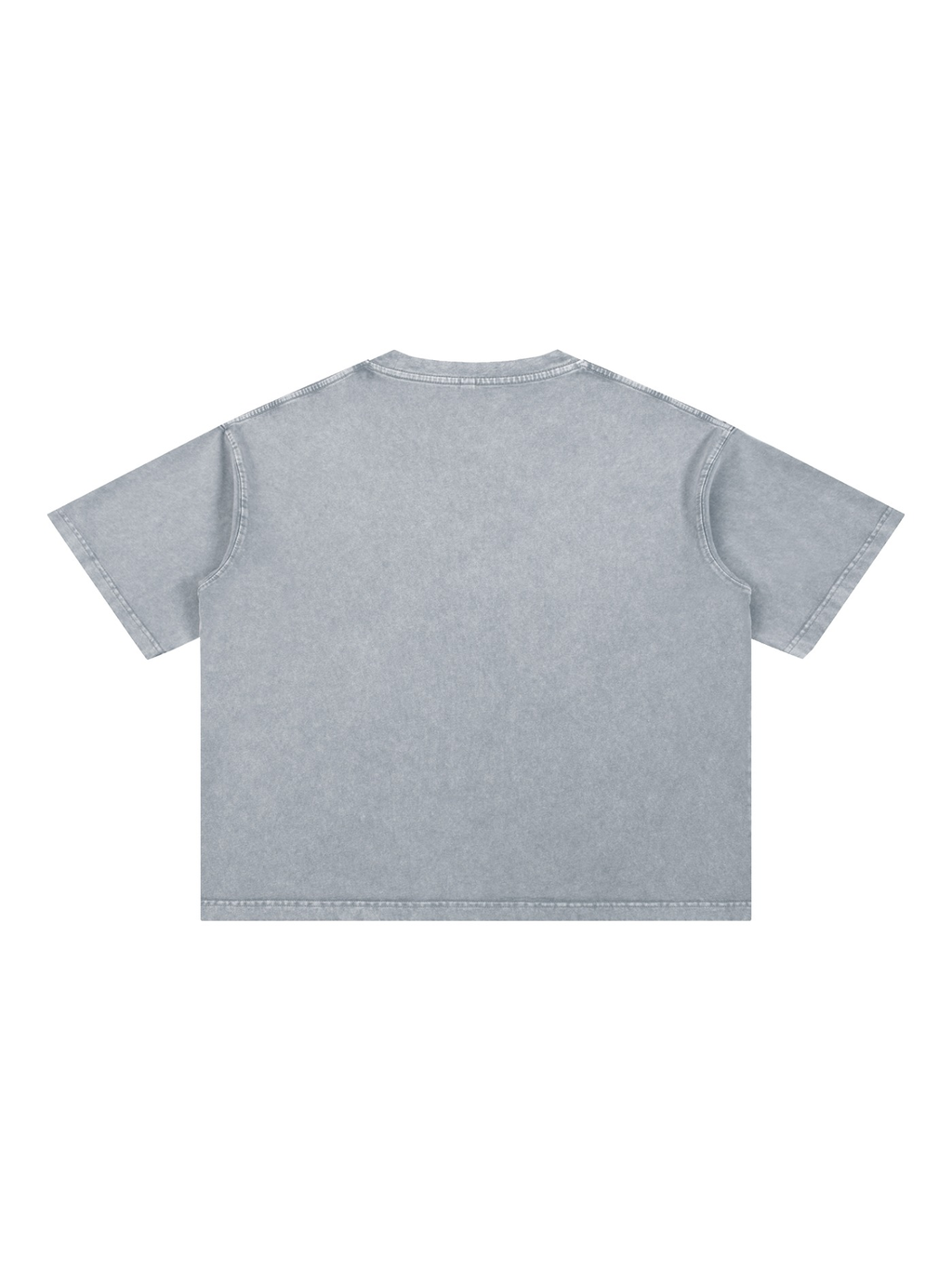 Unisex mineral wash boxy cotton t-shirt in Light Gray, back view on white. Marcel Afters