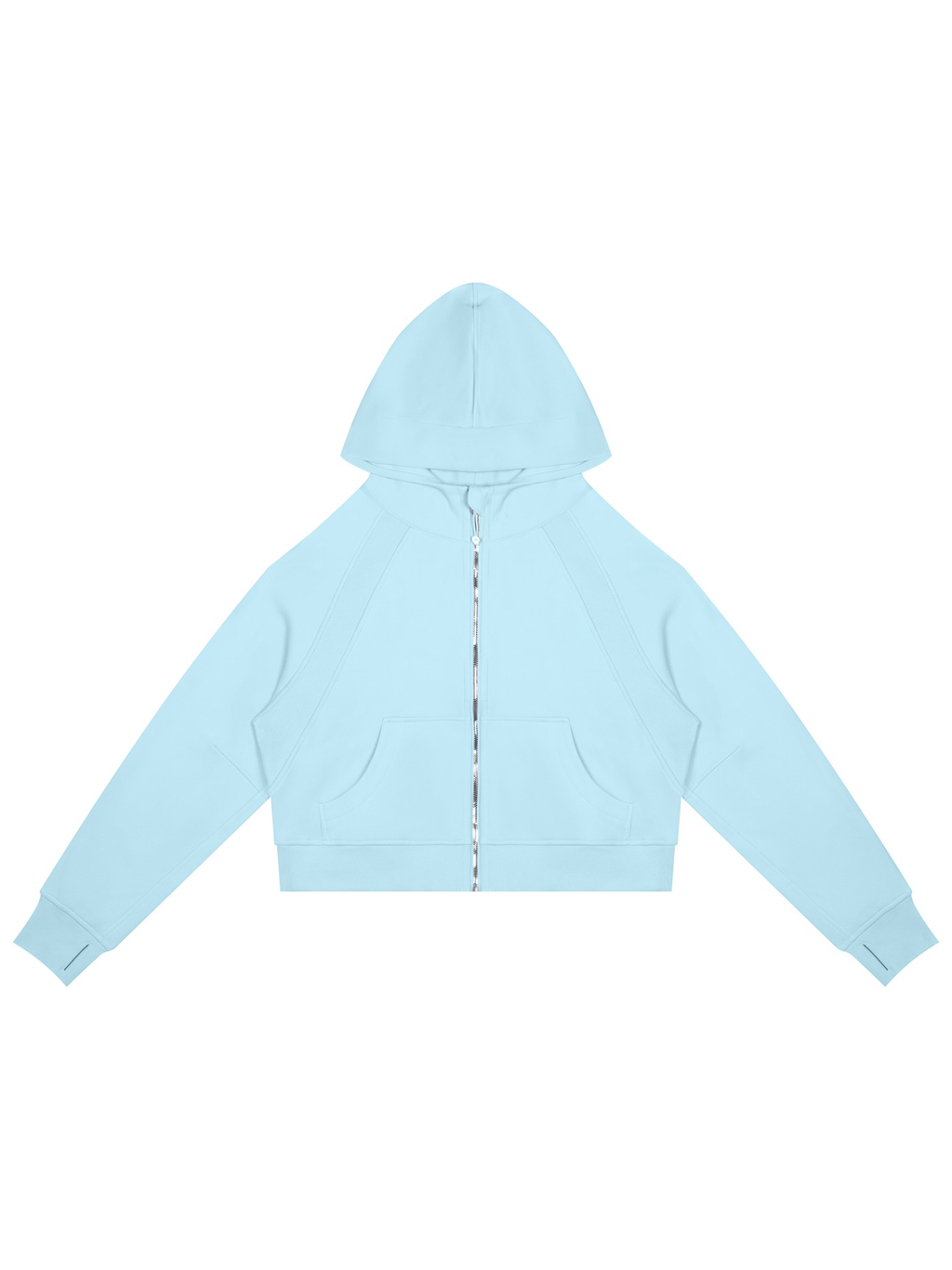 Cropped zip-through hoodie in Sky Blue, front view