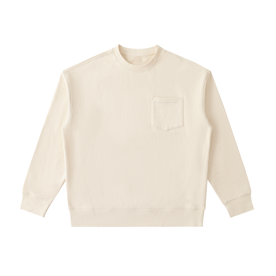 Heavyweight patch pocket crewneck sweatshirt in Apricot, front view