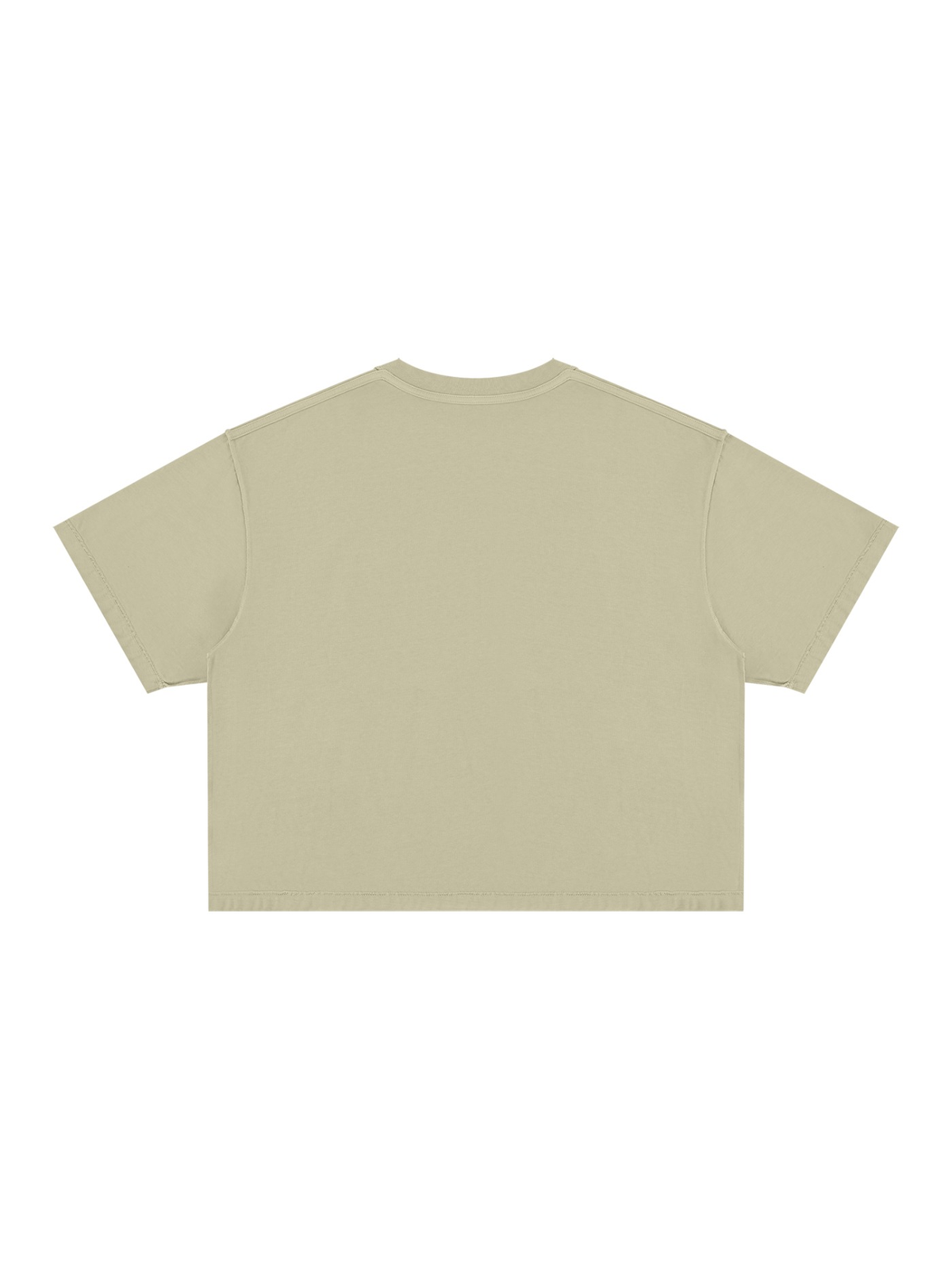 Vintage Wash Boxy T-Shirt, 275 gsm in Pale Khaki, laid flat on pale limestone, back view
