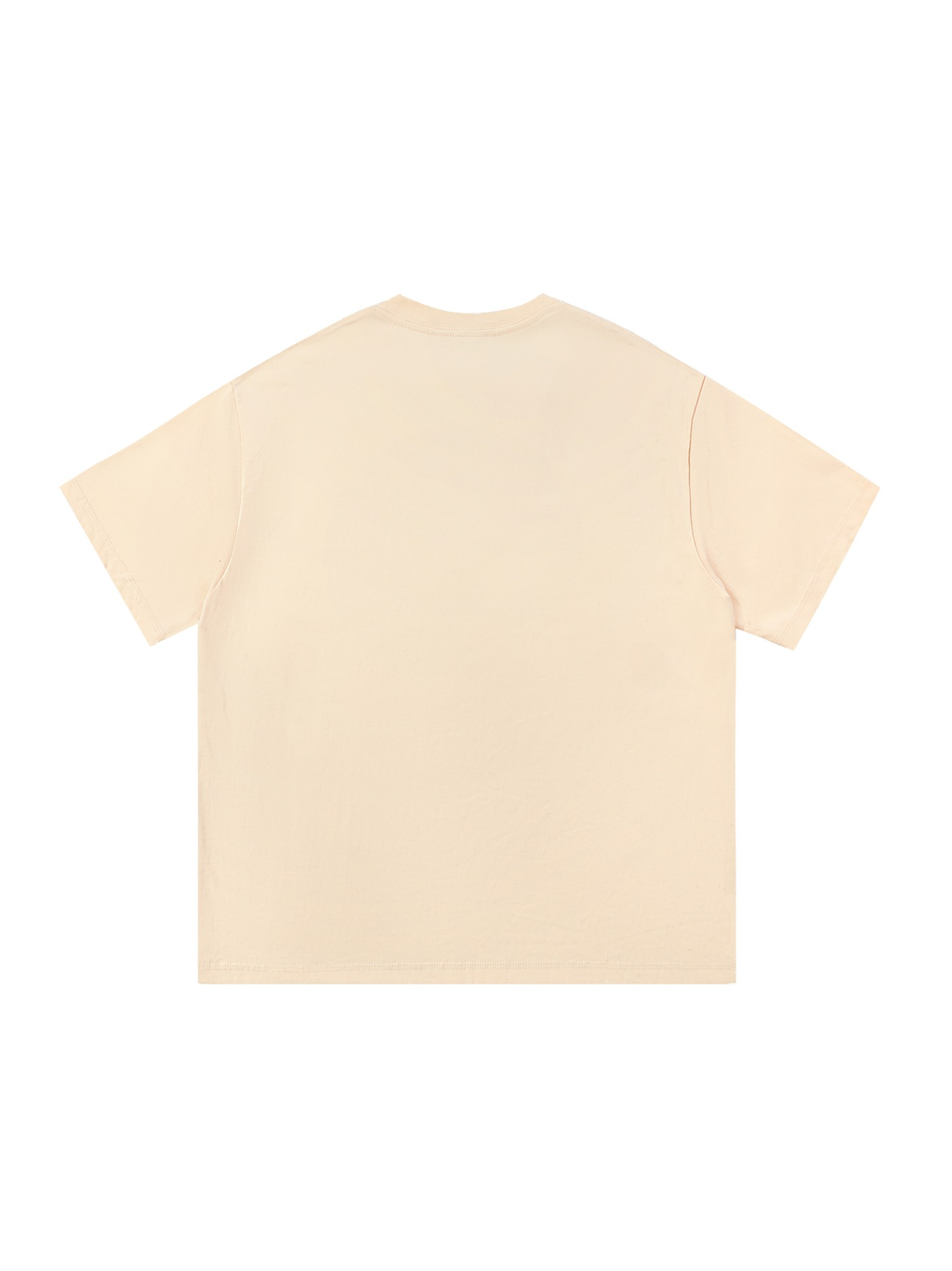 Unisex cotton t-shirt in Apricot, back view on white. Marcel Afters