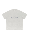 Megève Heavyweight Drop Shoulder T-Shirt by Marcel Afters in Oat Gray, front view with the printed artwork, on white