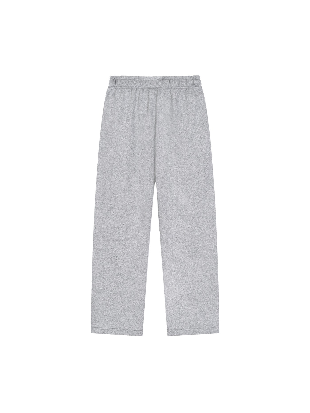Unisex straight-leg sweatpants in Flower Gray, back view on white. Marcel Afters