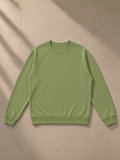 Regular Fit Crewneck Sweatshirt in Sage Green, laid flat on pale limestone, front.