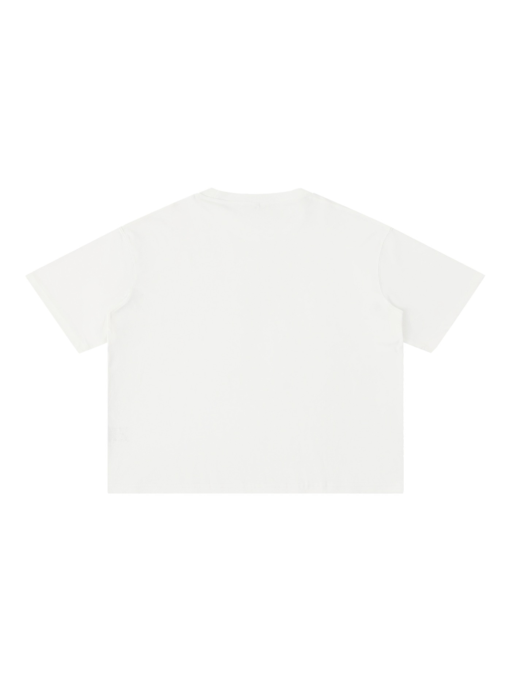 Unisex mineral wash boxy cotton t-shirt in White, back view on white. Marcel Afters