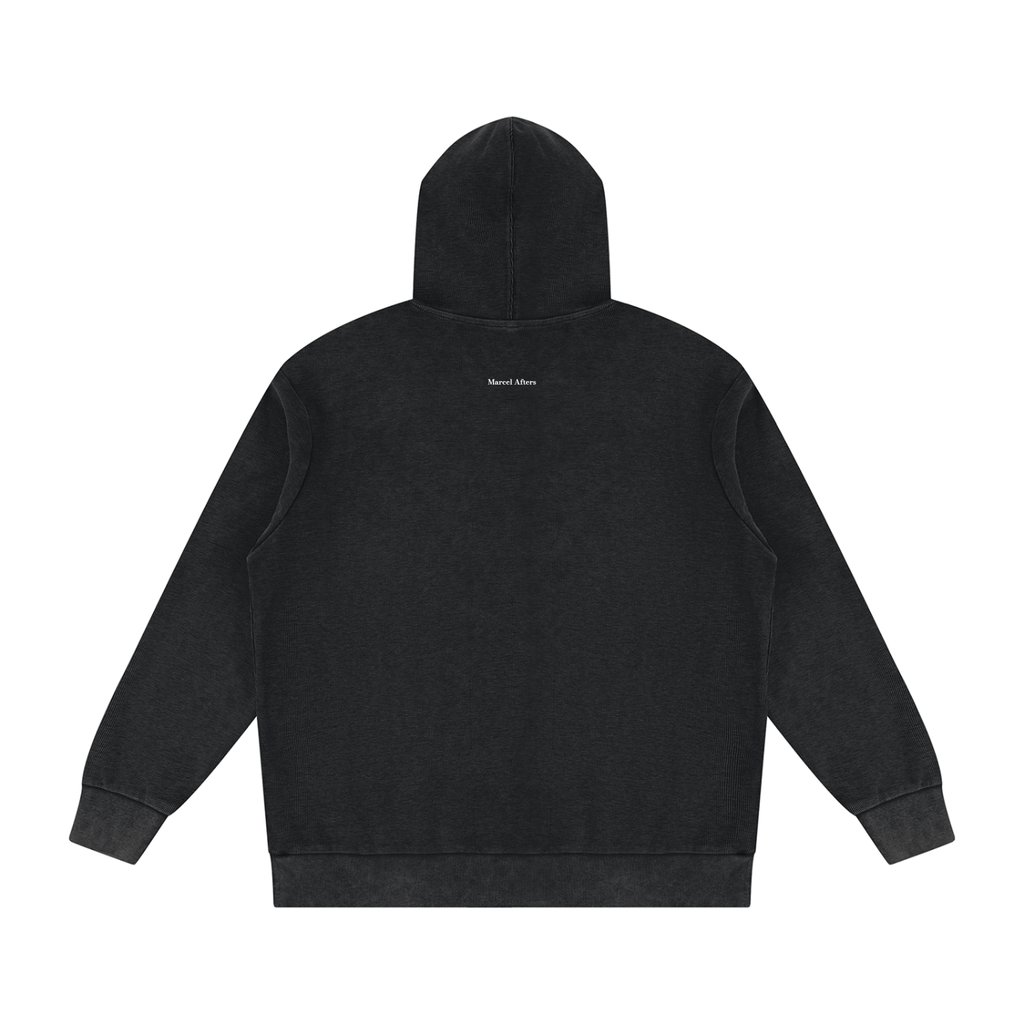 Mineral Wash Oversized Hoodie in Black, back view
