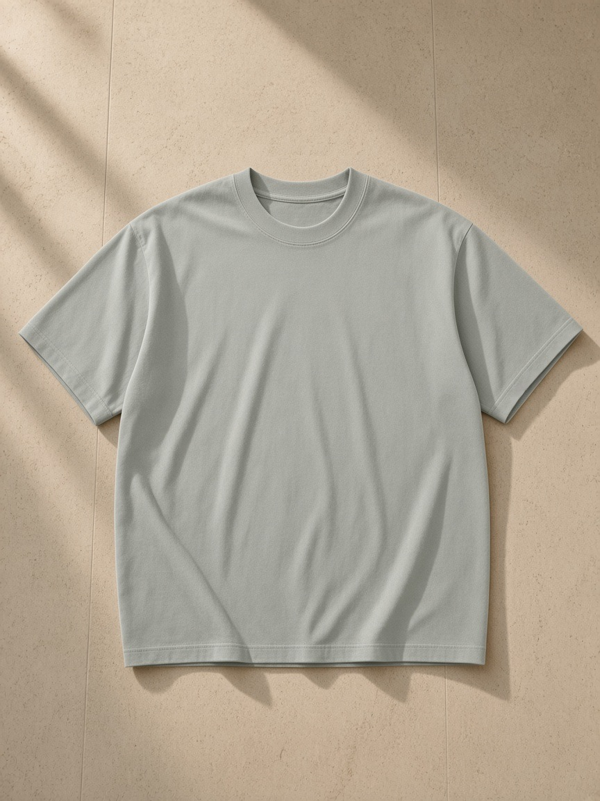 Heavyweight Loose Fit T-Shirt in Light Gray, front view
