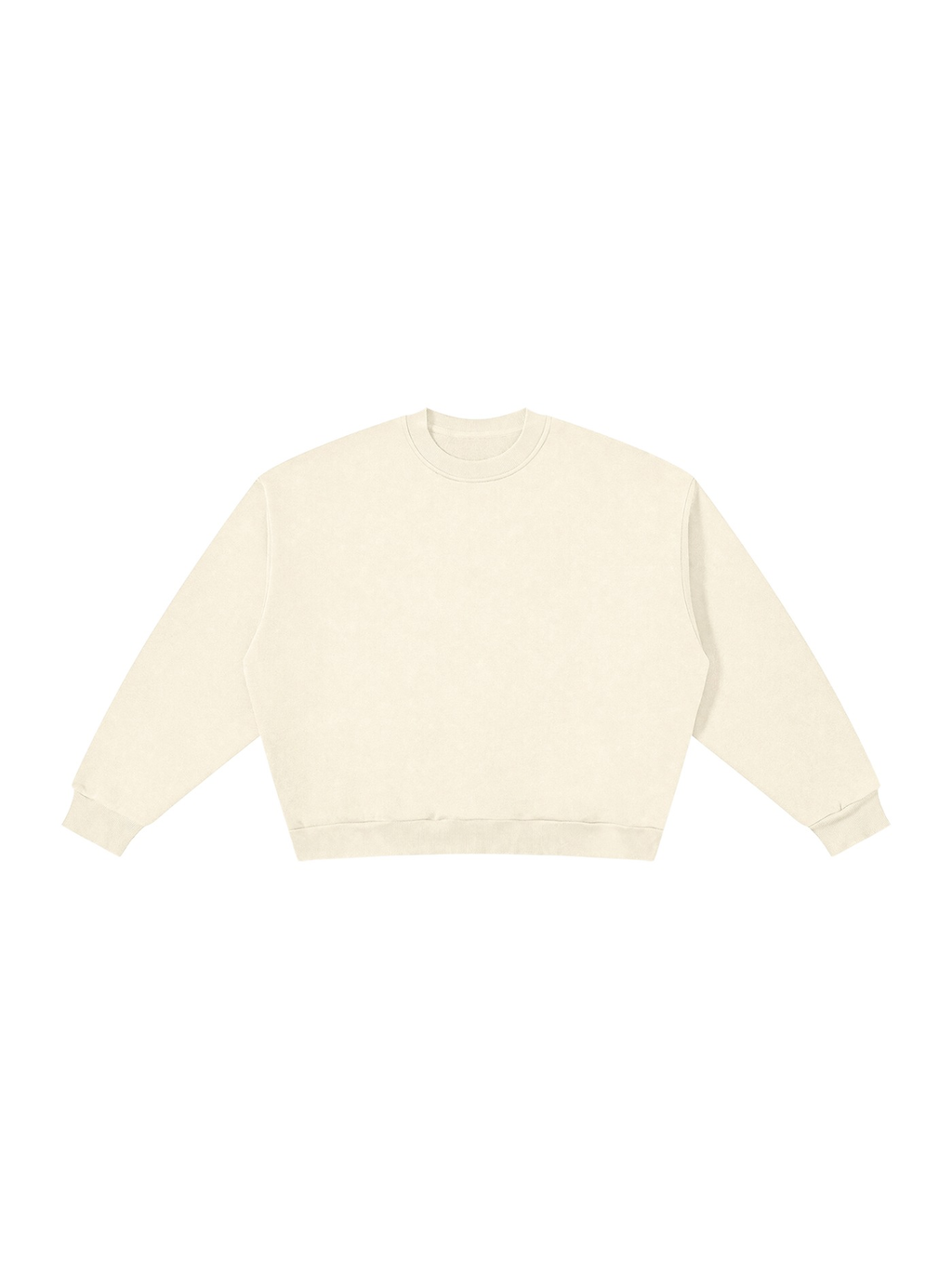 Boxy fleece crewneck sweatshirt in Apricot, front view