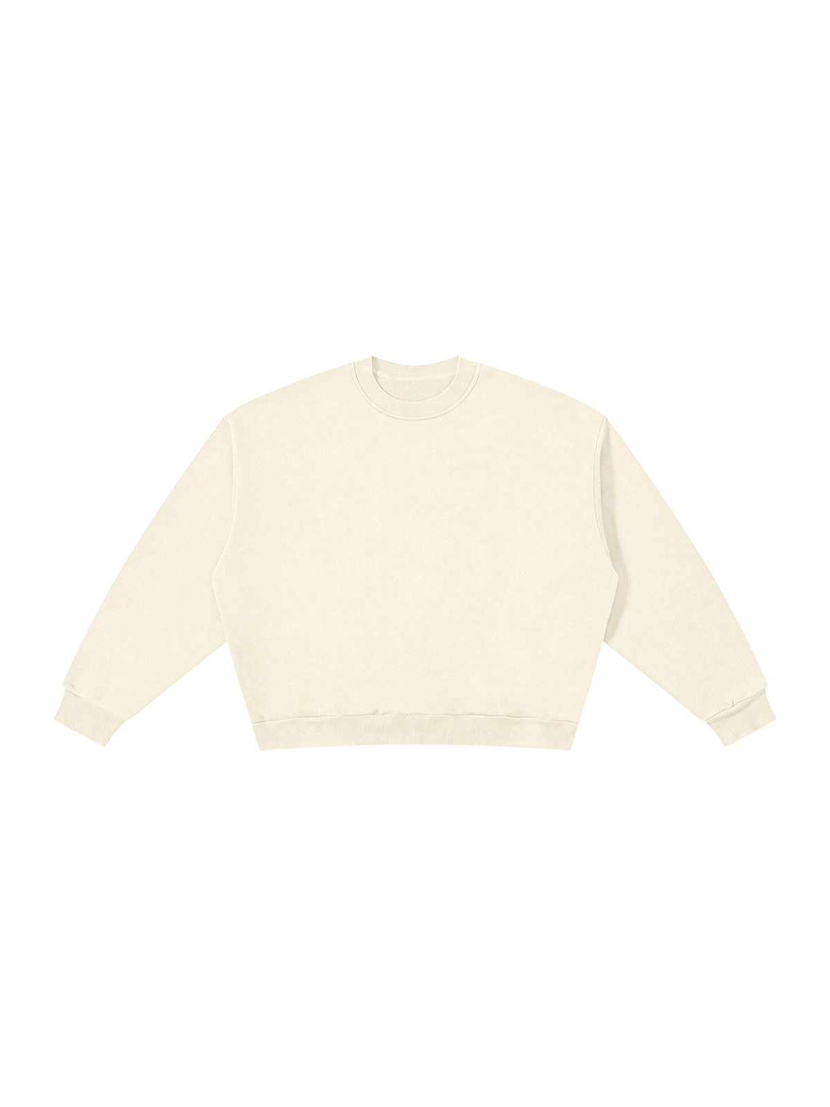Boxy fleece crewneck sweatshirt in Apricot, front view