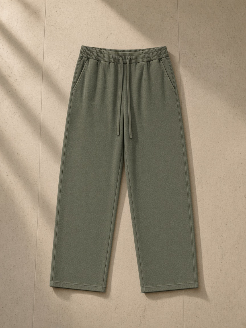 Mineral wash waffle sweatpants in Army Green, front view
