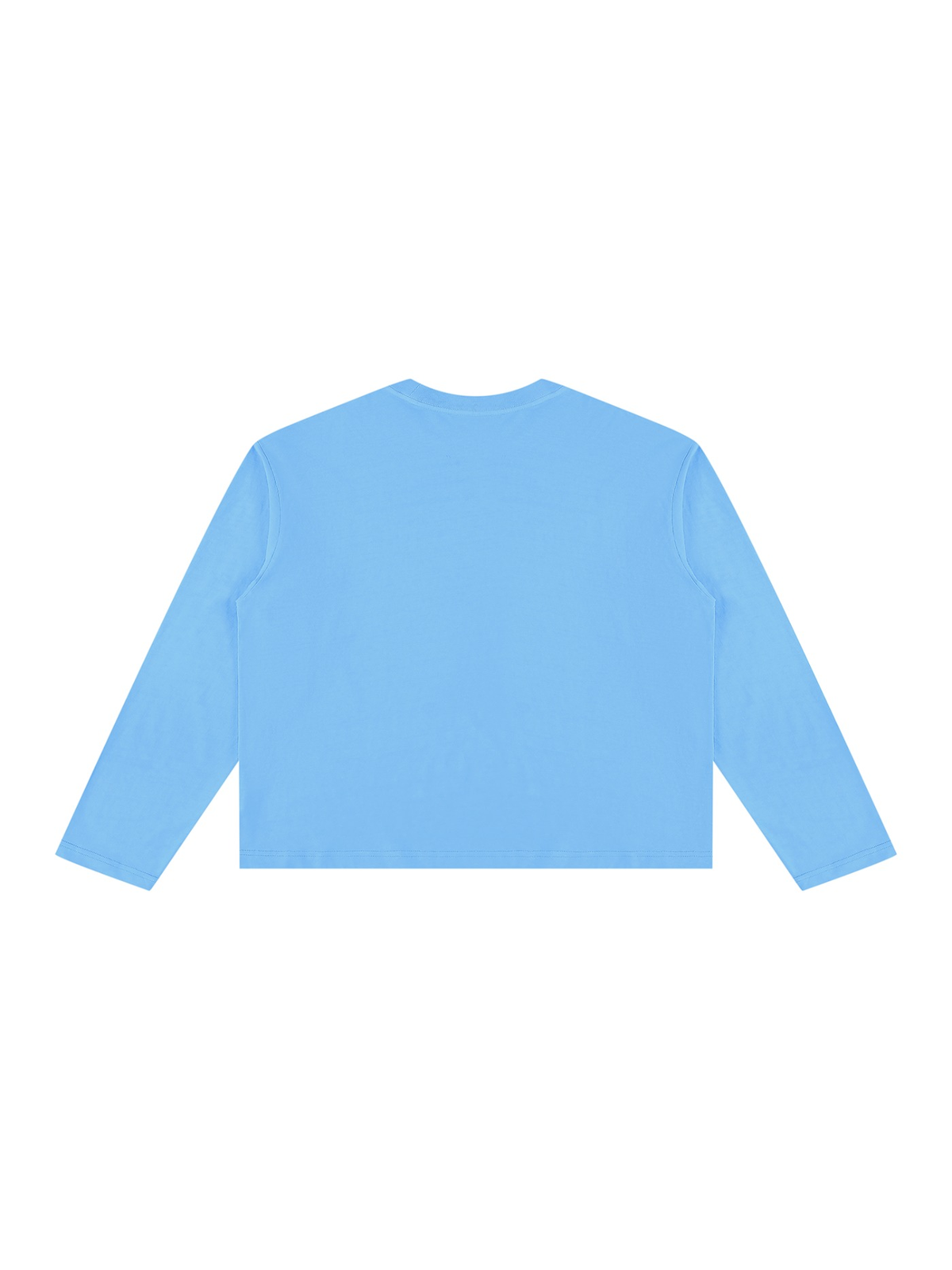 Vintage Wash Long Sleeve Boxy T-Shirt in Sky Blue, back view