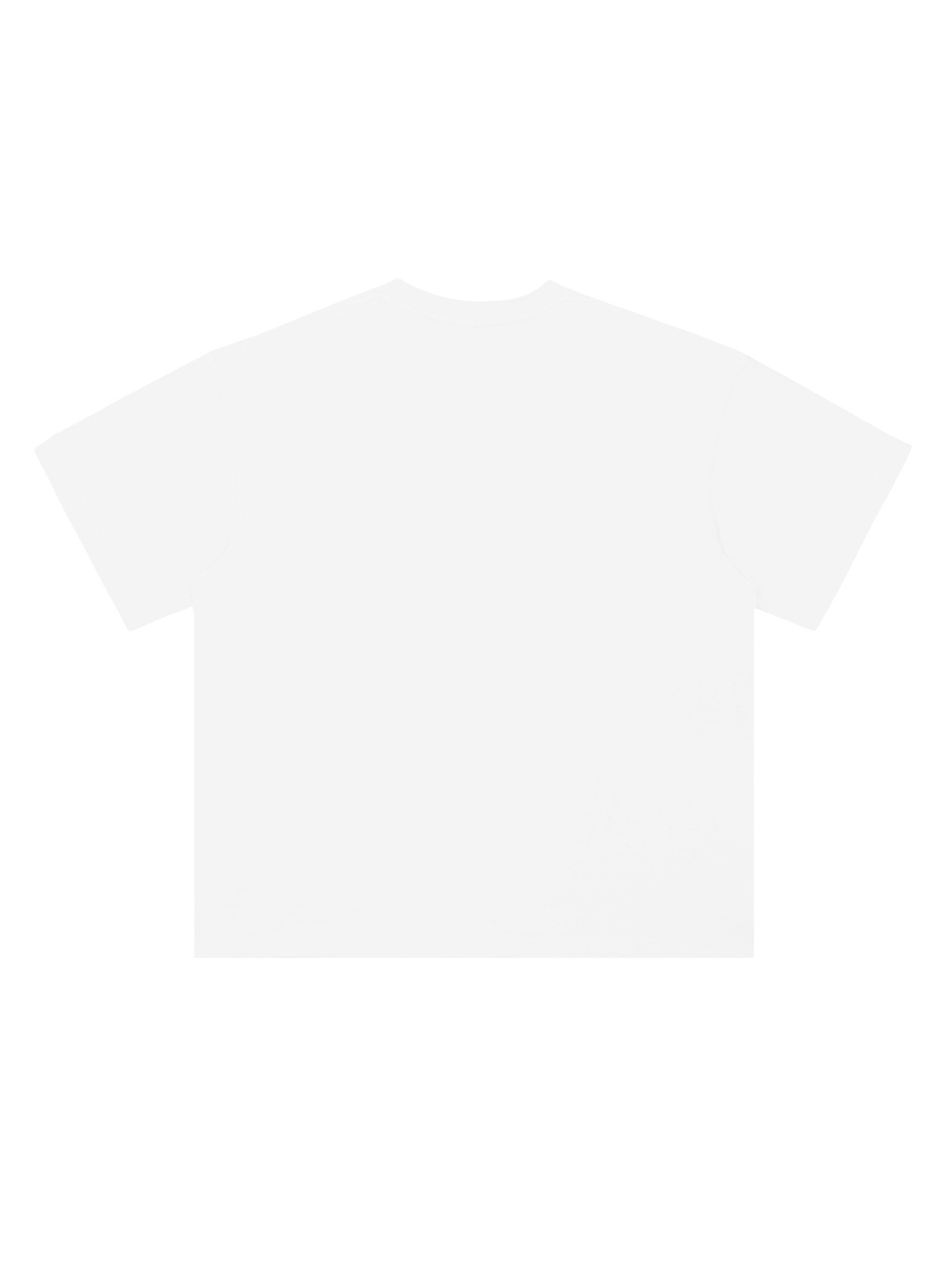 Unisex heavyweight drop shoulder cotton t-shirt in Lucent White, back view on white. Marcel Afters