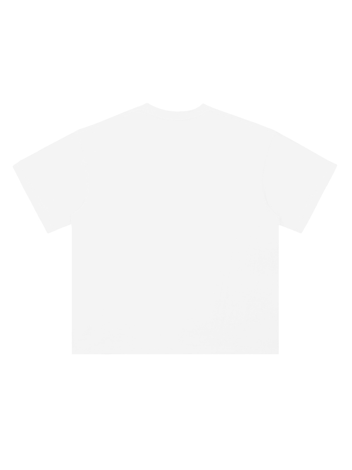 Unisex heavyweight drop shoulder cotton t-shirt in Lucent White, back view on white. Marcel Afters