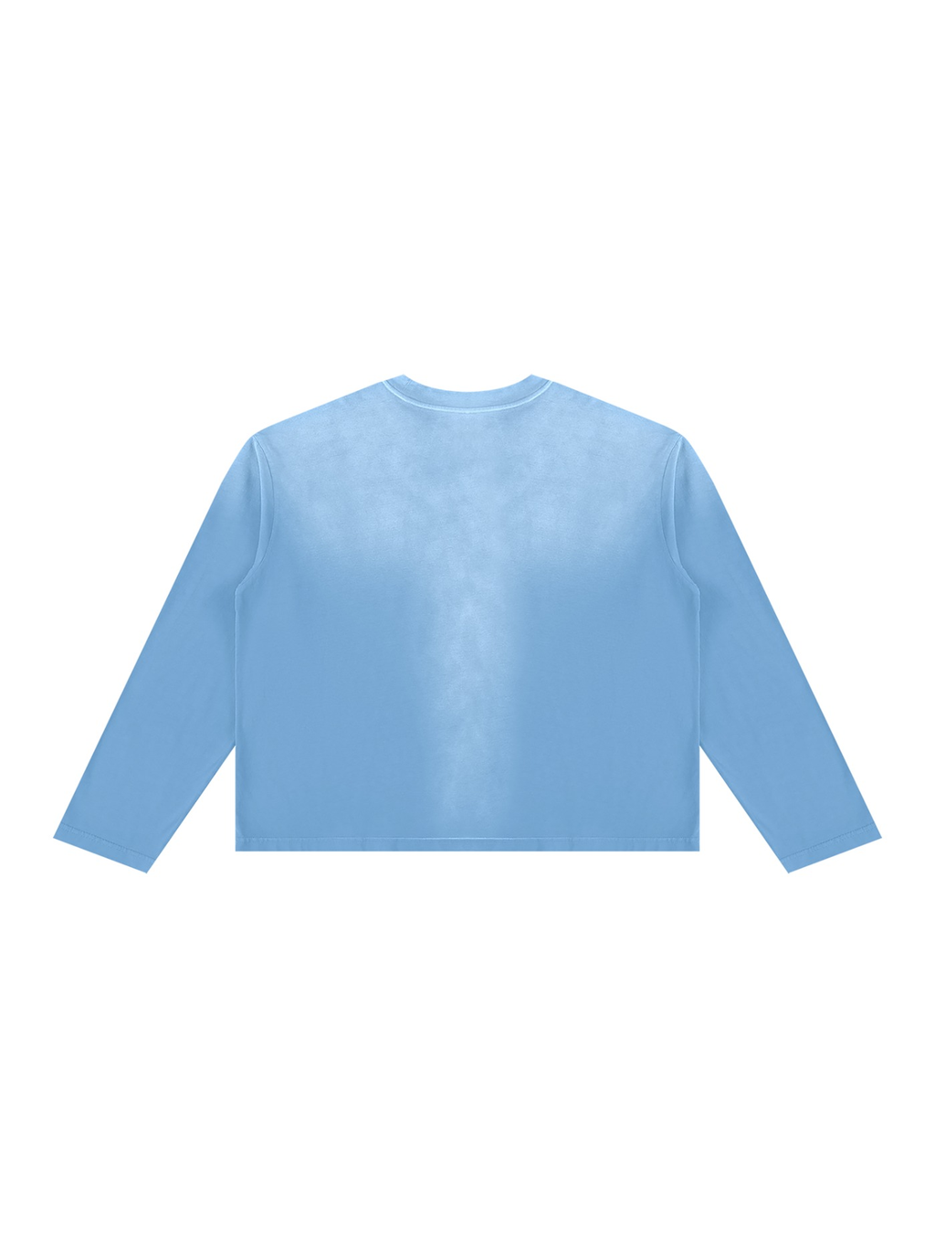 Sunfade boxy long sleeve t-shirt in Sky Blue, back view