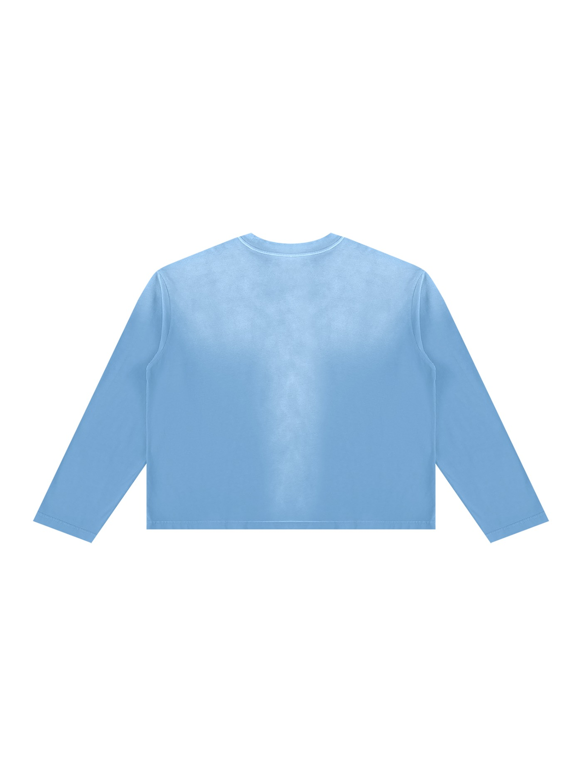 Sunfade boxy long sleeve t-shirt in Sky Blue, back view