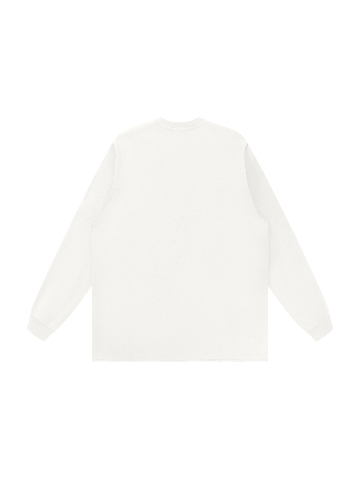 Raw Hem Long Sleeve T-Shirt in White, back view