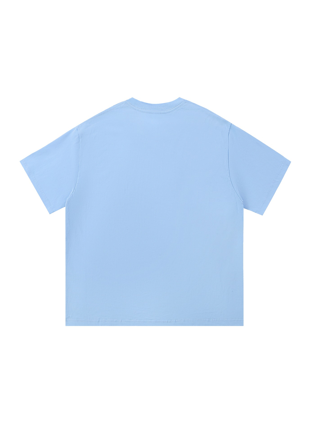 Unisex cotton t-shirt in Blue, back view on white. Marcel Afters