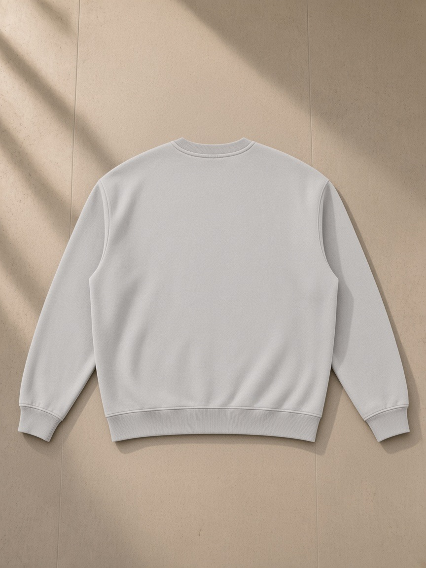 Vintage wash fleece sweatshirt in Light Gray, back view