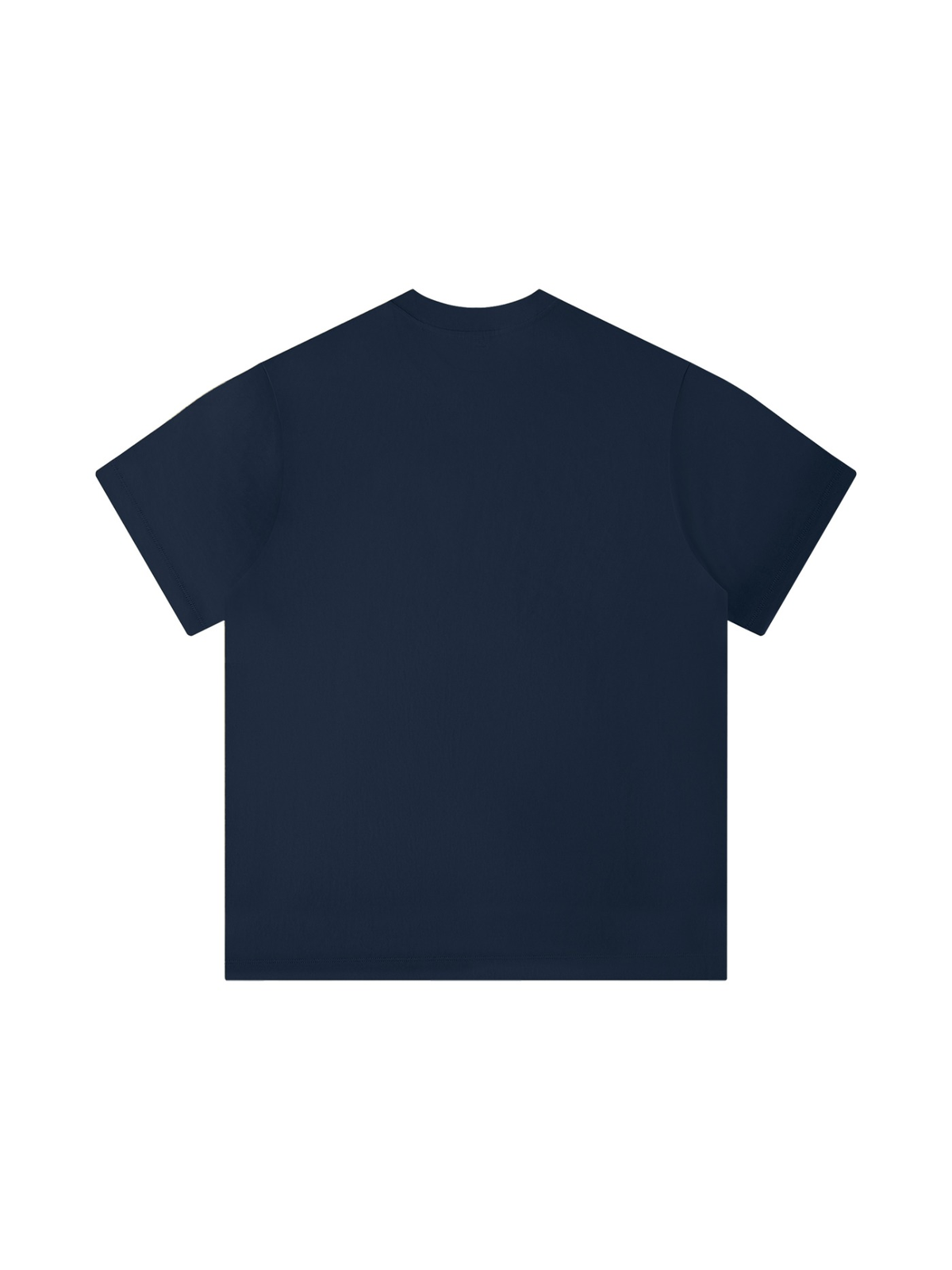 Unisex regular fit t-shirt in Navy Blue, back view on white. Marcel Afters