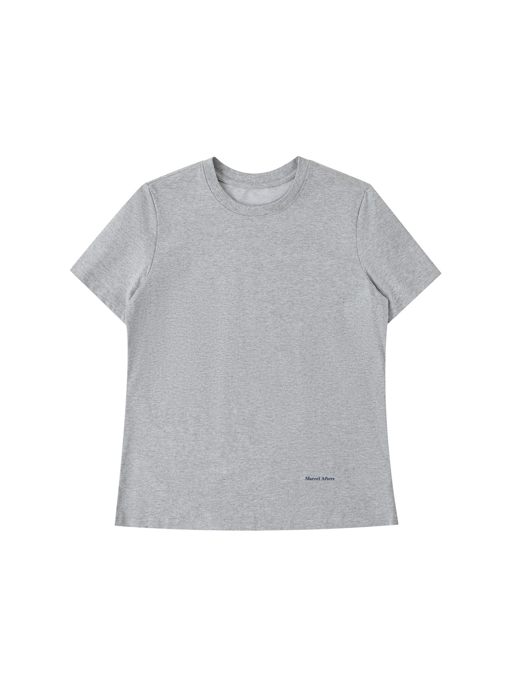 Women's standard shoulder t-shirt in Flower Gray, front view on white. Marcel Afters