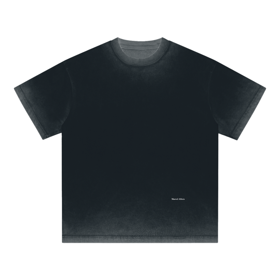 Reverse dyed loose cotton t-shirt in Black, front view