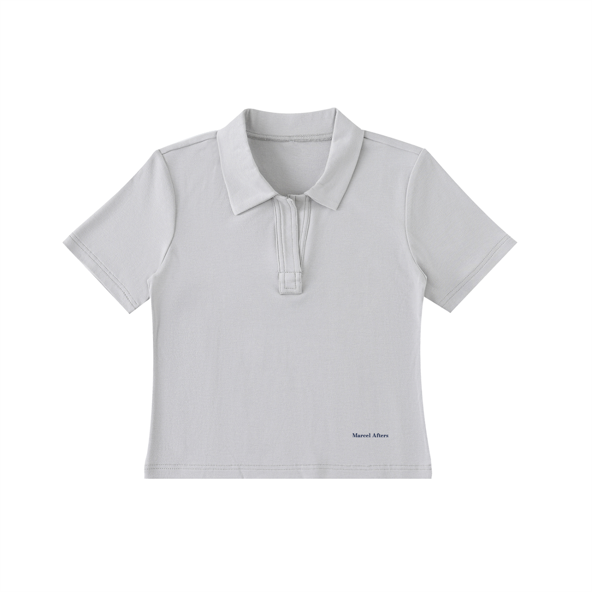Bodycon Short Sleeve Polo Shirt in Gray, front view